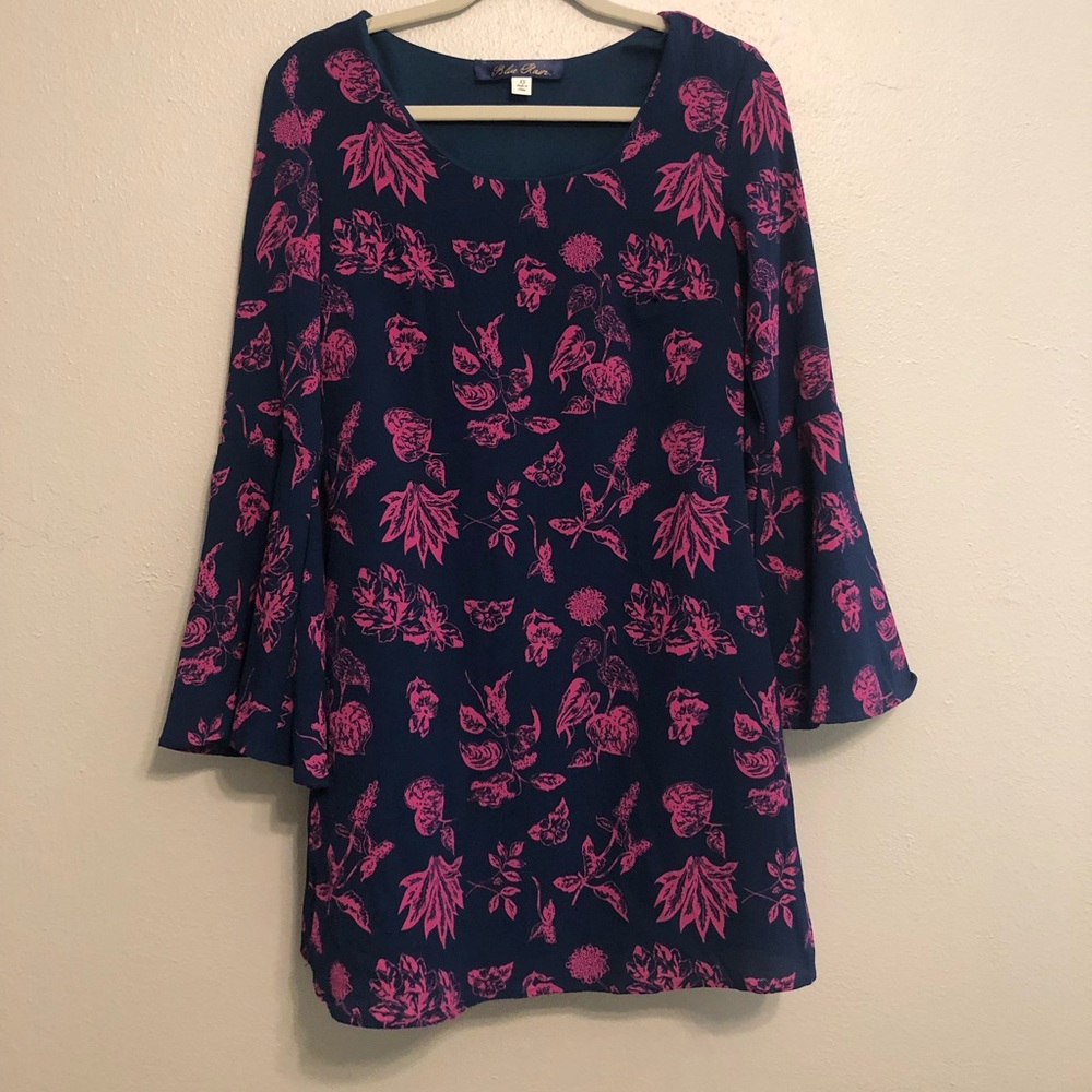 Navy and Pink Floral Blue Rain Francesca’s Dress